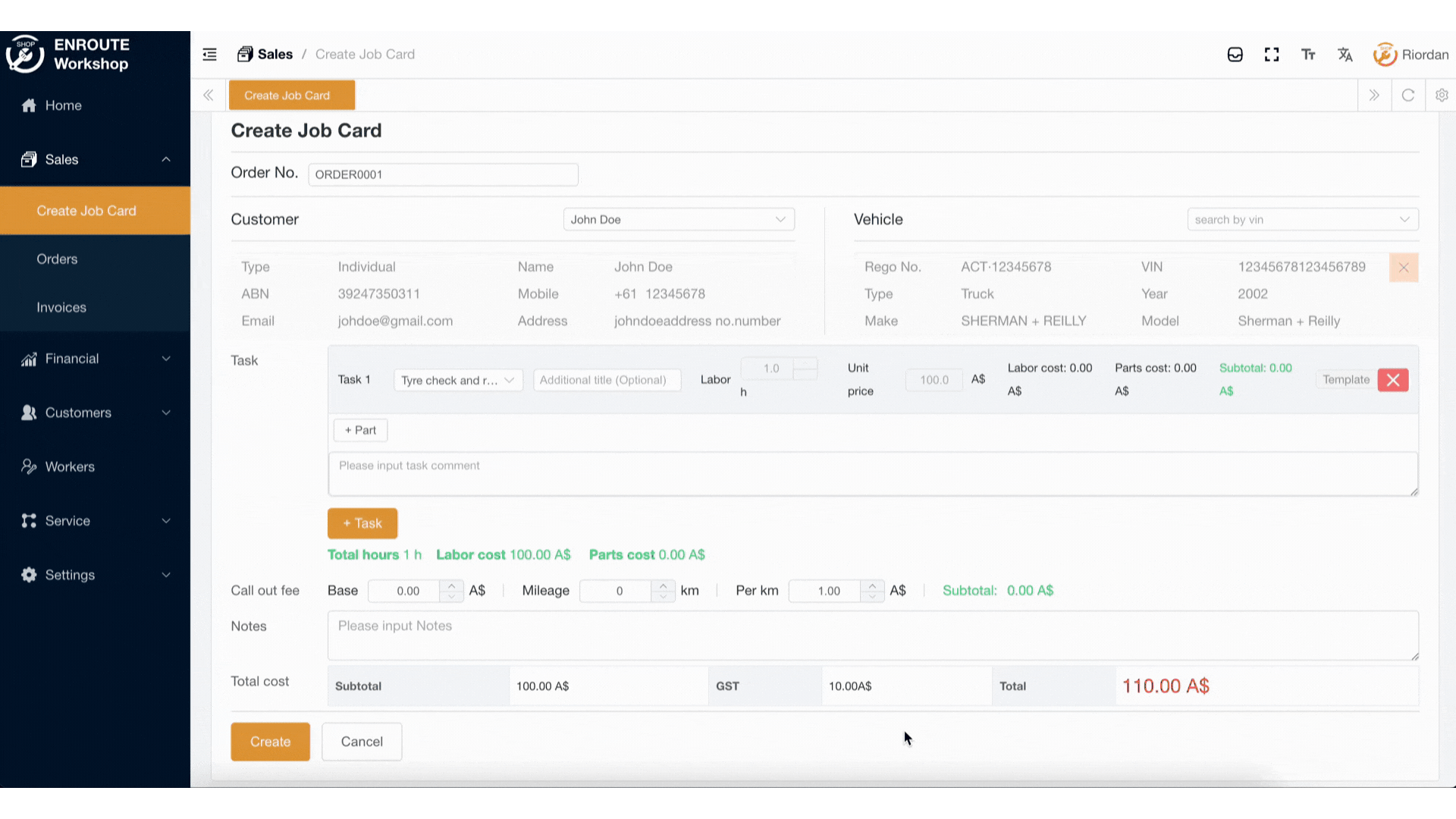 Adding spare parts with quantities and pricing