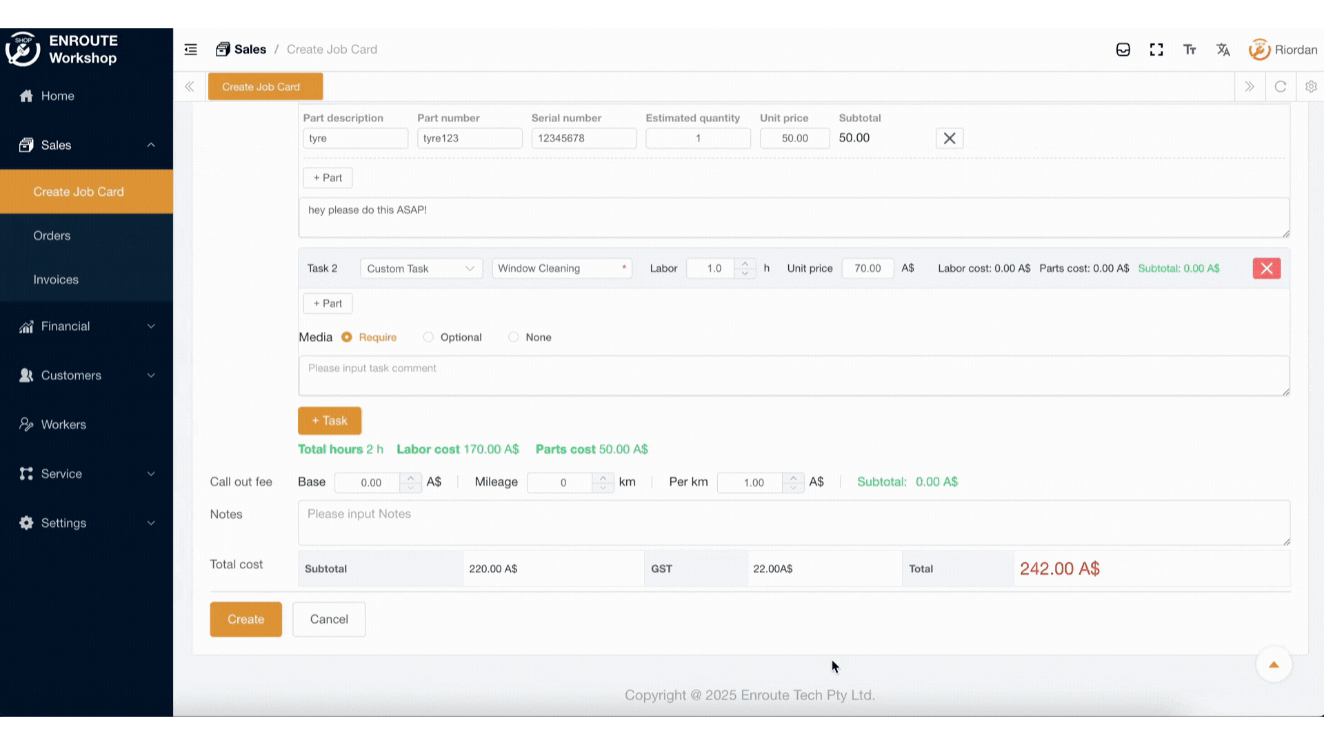 Clicking create button and seeing success message