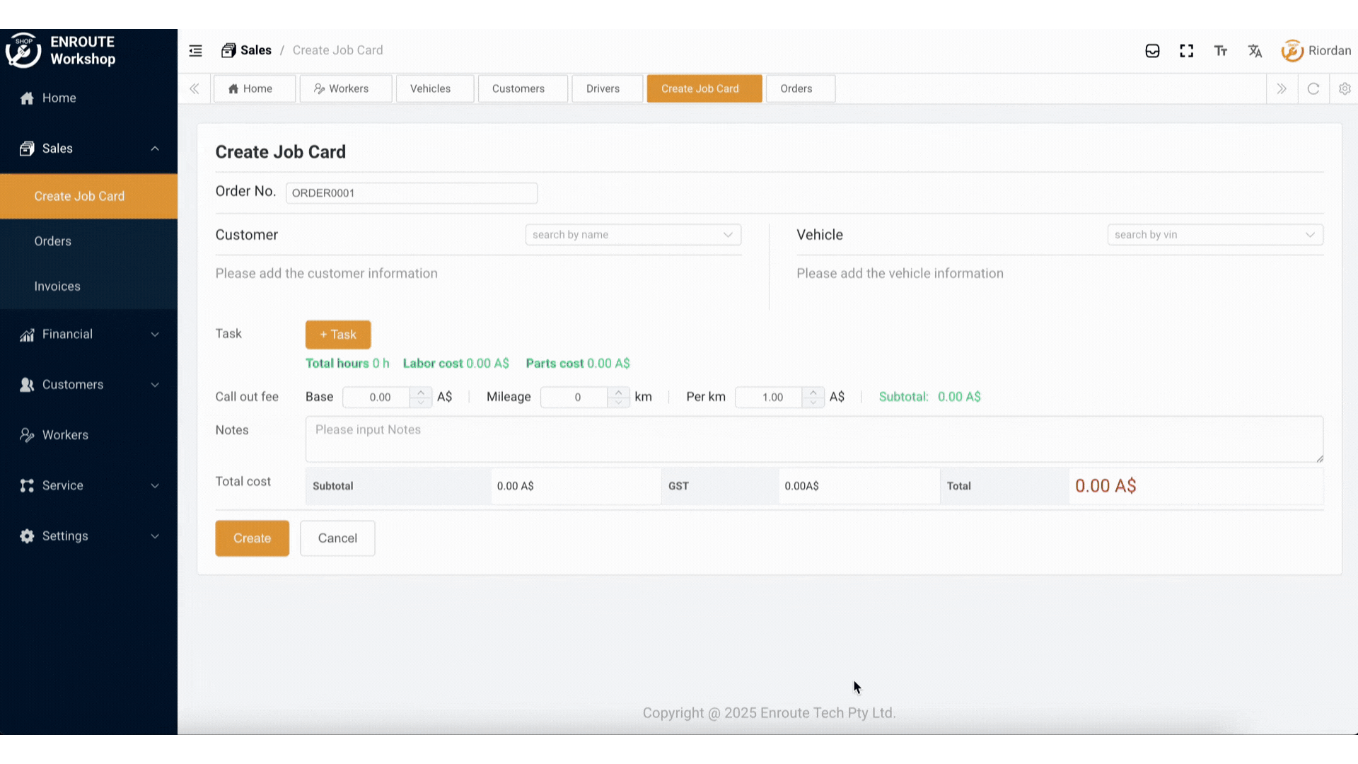 Selecting customer from dropdown or adding new customer
